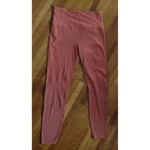 Athleta Rise Up Rib 7/8 Tight Orange Medium Tall with back key pocket contour